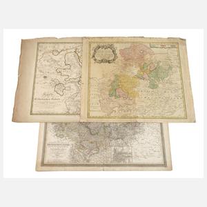 Drei Kupferstichkarten Mitteldeutschland