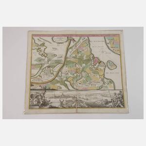 Johann B. Homann, Ansicht und Karte Stralsund