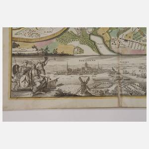 Johann B. Homann, Ansicht und Karte Stralsund