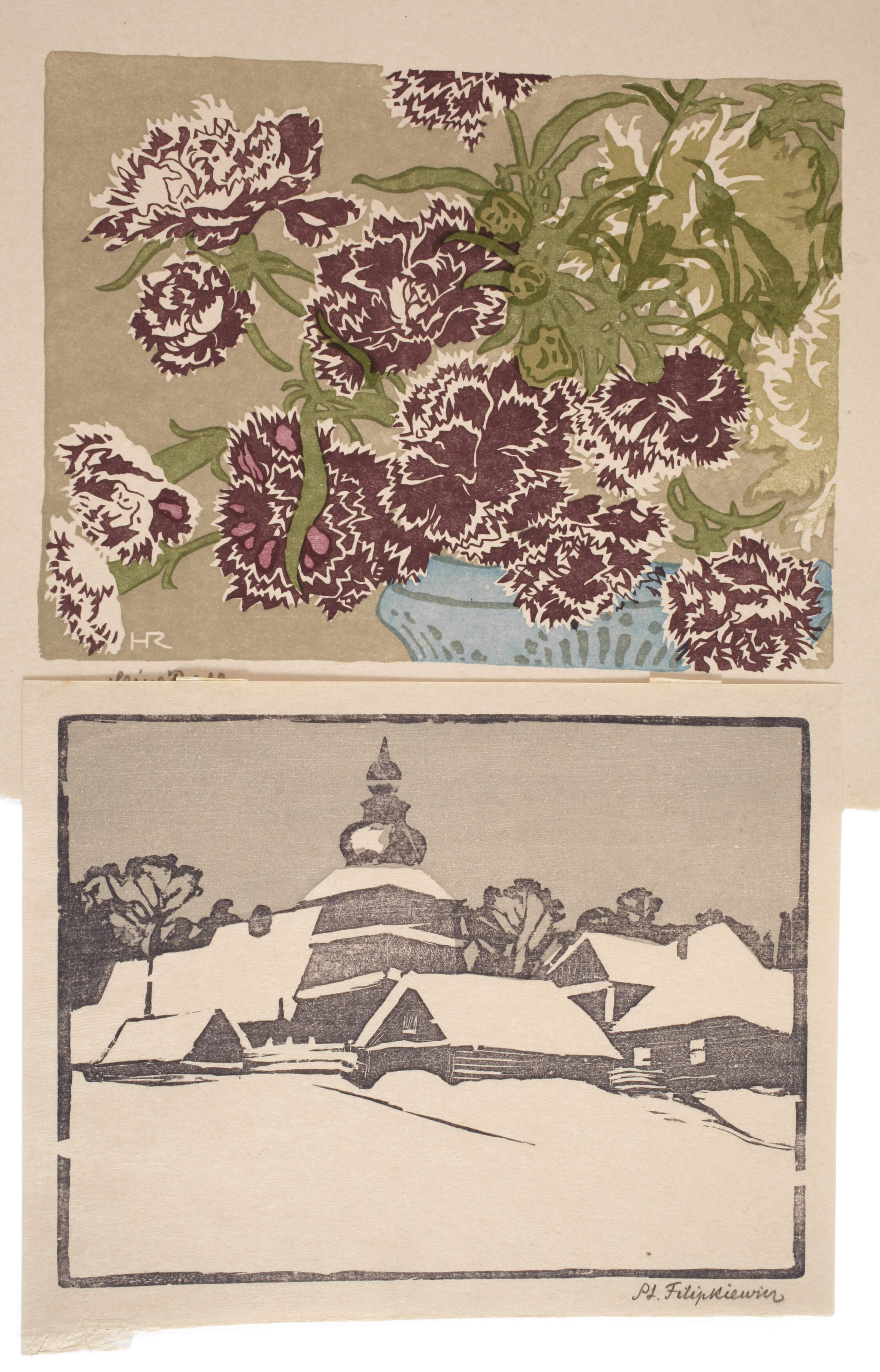 Paar Farbholzschnitte