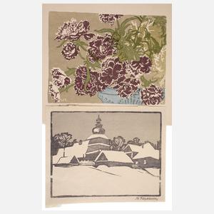 Paar Farbholzschnitte