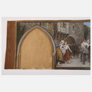 Willy Spatz, attr., Paar große Wandbildentwürfe