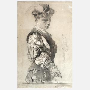 Anton von Werner, Halbportrait eines jungen Mannes