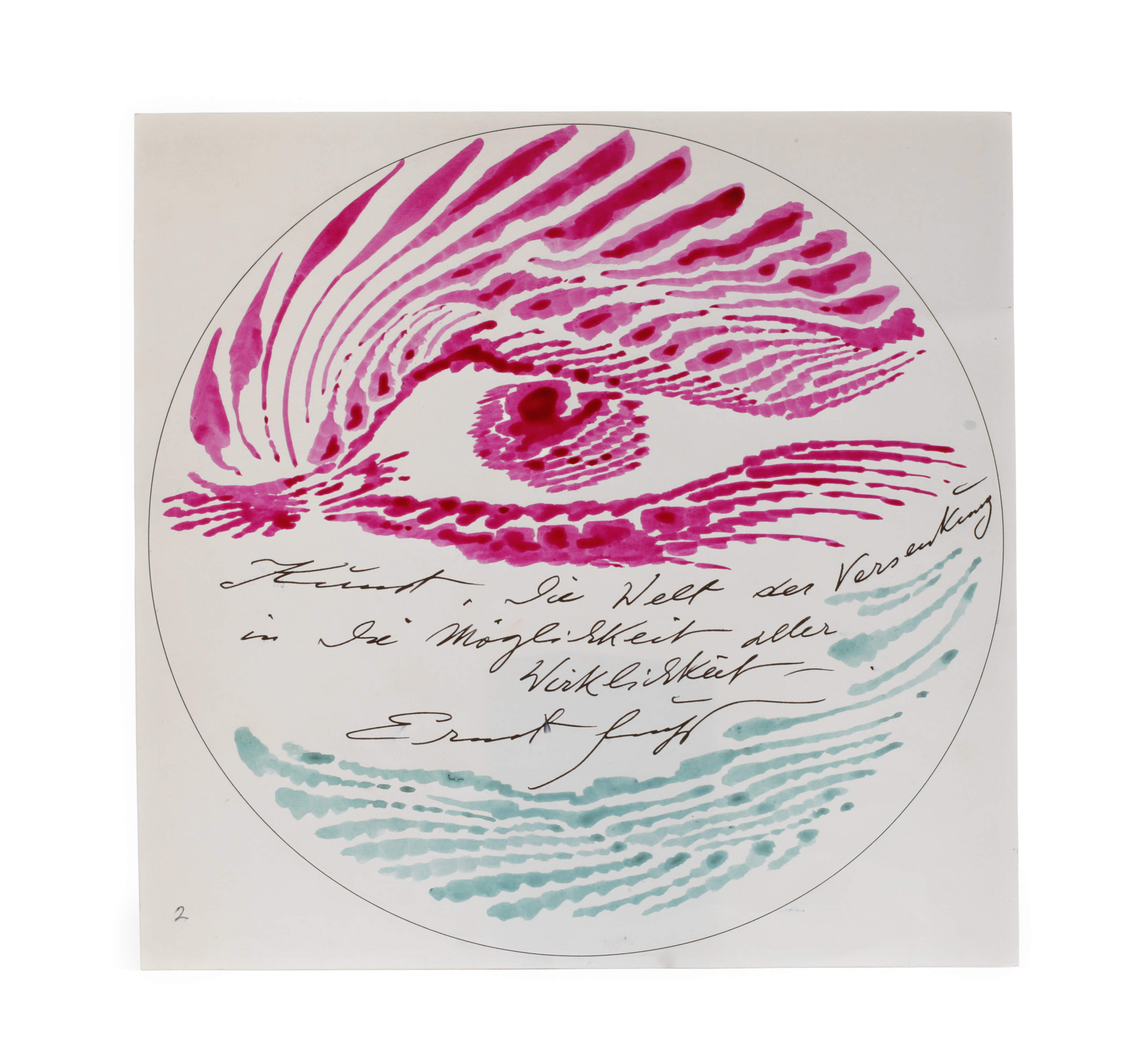 Ernst Fuchs, Tellerentwurf Vogel über dem Meer