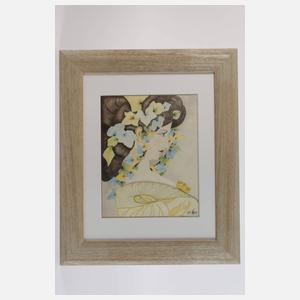 A. Kefer, Dame mit floralem Schmuck