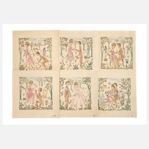 Raymond Peynet, Liebesglück – Serie von 6 Entwürfen