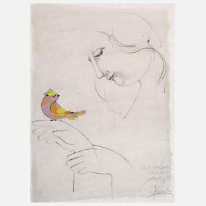 Björn Wiinblad, Junge Frau mit Vogel