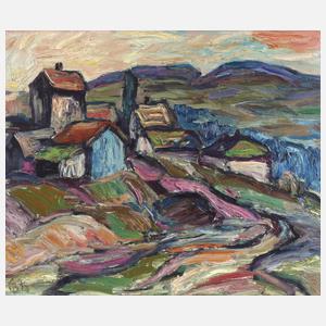 Fredo Bley, Häuser in bergiger Landschaft