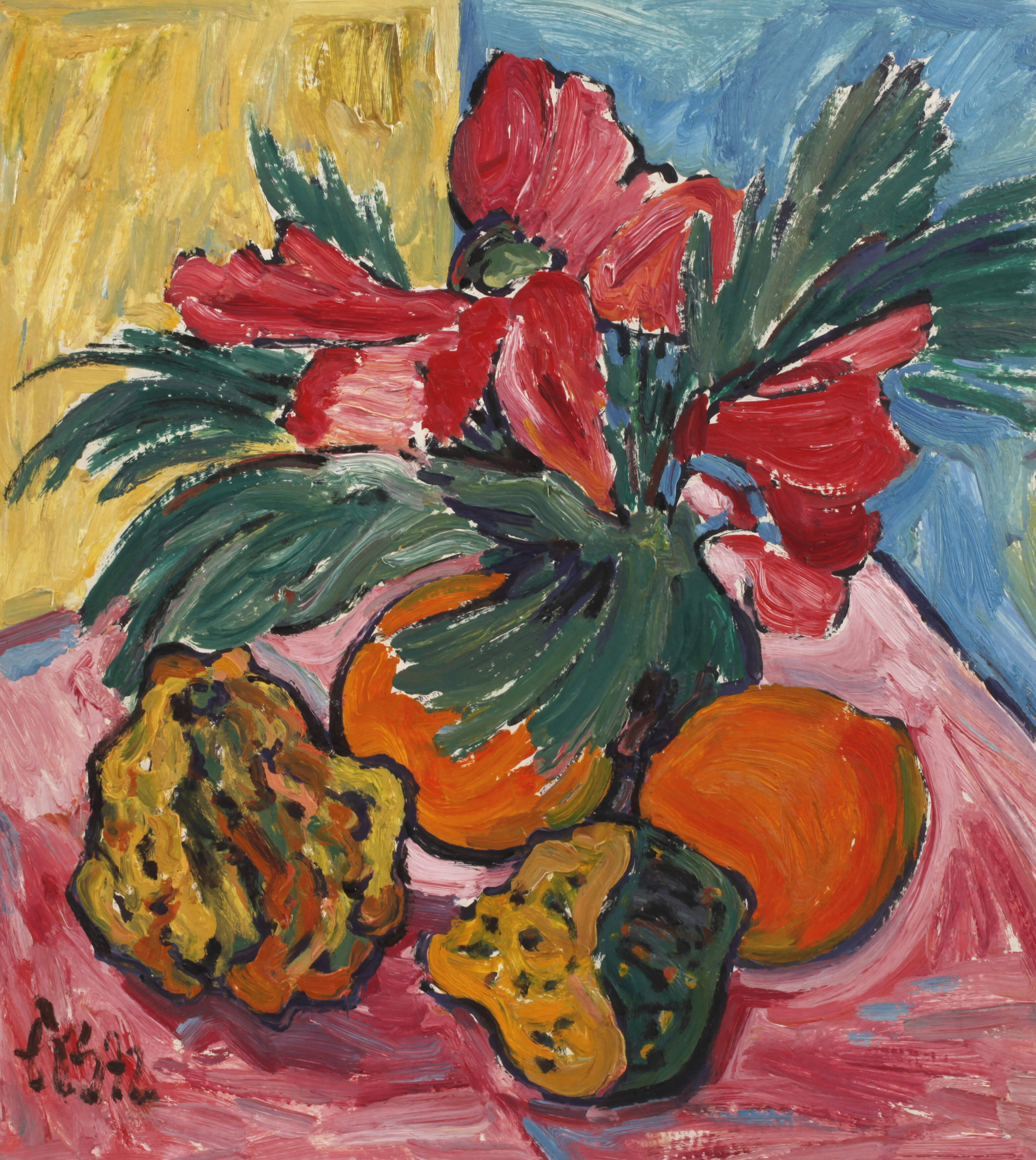 Fredo Bley, Stillleben mit Blumen und Früchten