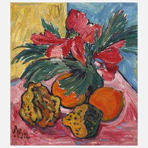 Fredo Bley, Stillleben mit Blumen und Früchten