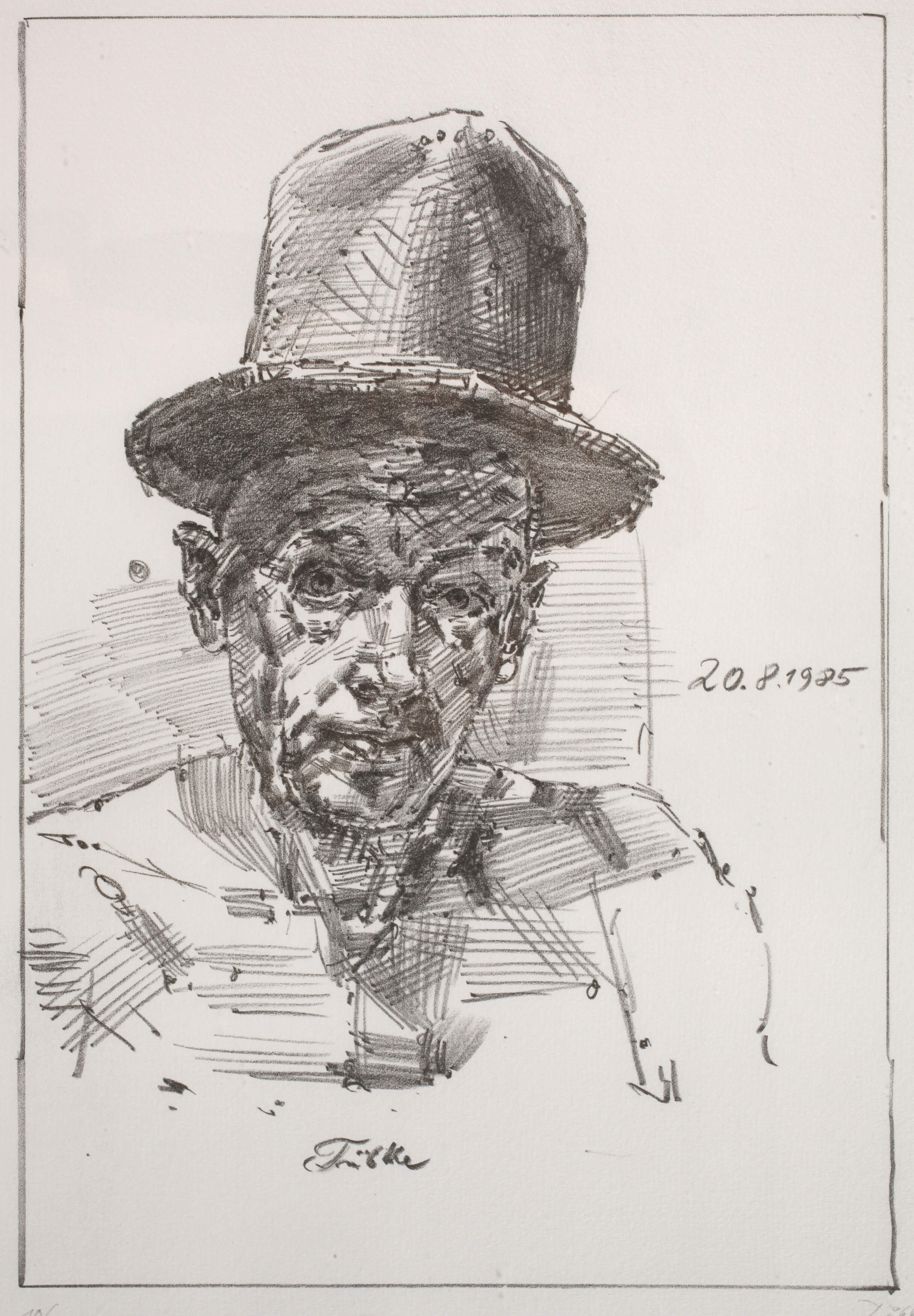 Werner Tübke, "Selbstbildnis mit Hut" und Foto