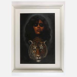Manfred Leibl, Mädchenportrait mit Tigerkopf