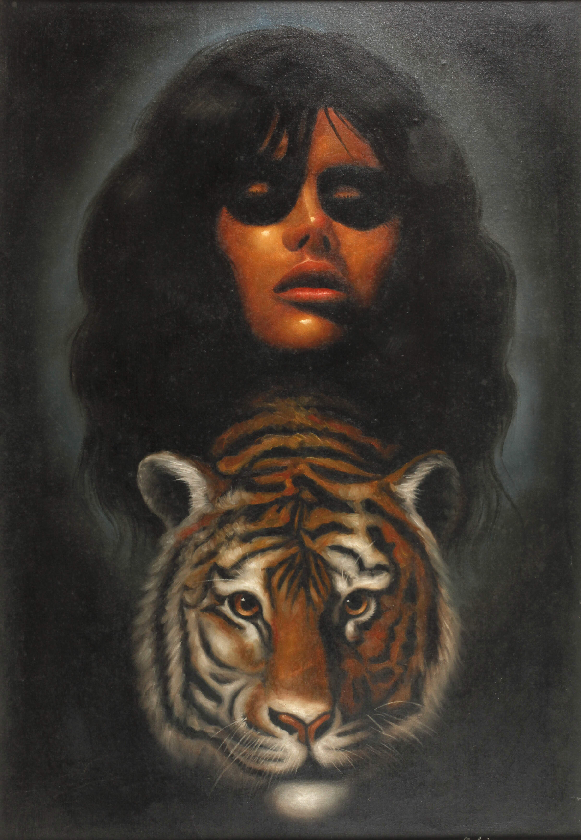 Manfred Leibl, Mädchenportrait mit Tigerkopf