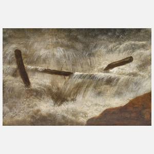 Allart van Everdingen, attr., Landschaft mit Wasserfall