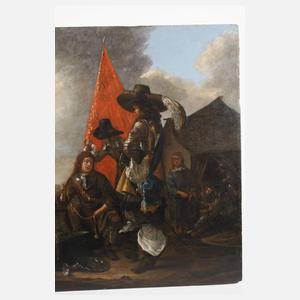 Begutachtung der Kriegsbeute im Soldatenlager