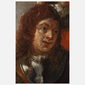 Begutachtung der Kriegsbeute im Soldatenlager