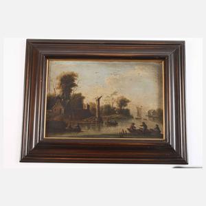 Paar spätbarocke Hafenszenen