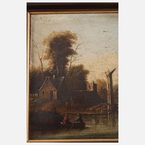 Paar spätbarocke Hafenszenen