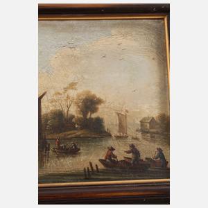 Paar spätbarocke Hafenszenen