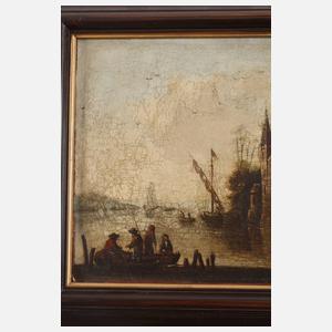 Paar spätbarocke Hafenszenen