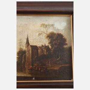 Paar spätbarocke Hafenszenen