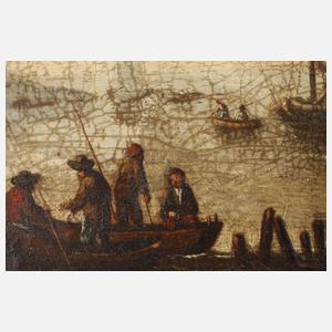 Paar spätbarocke Hafenszenen