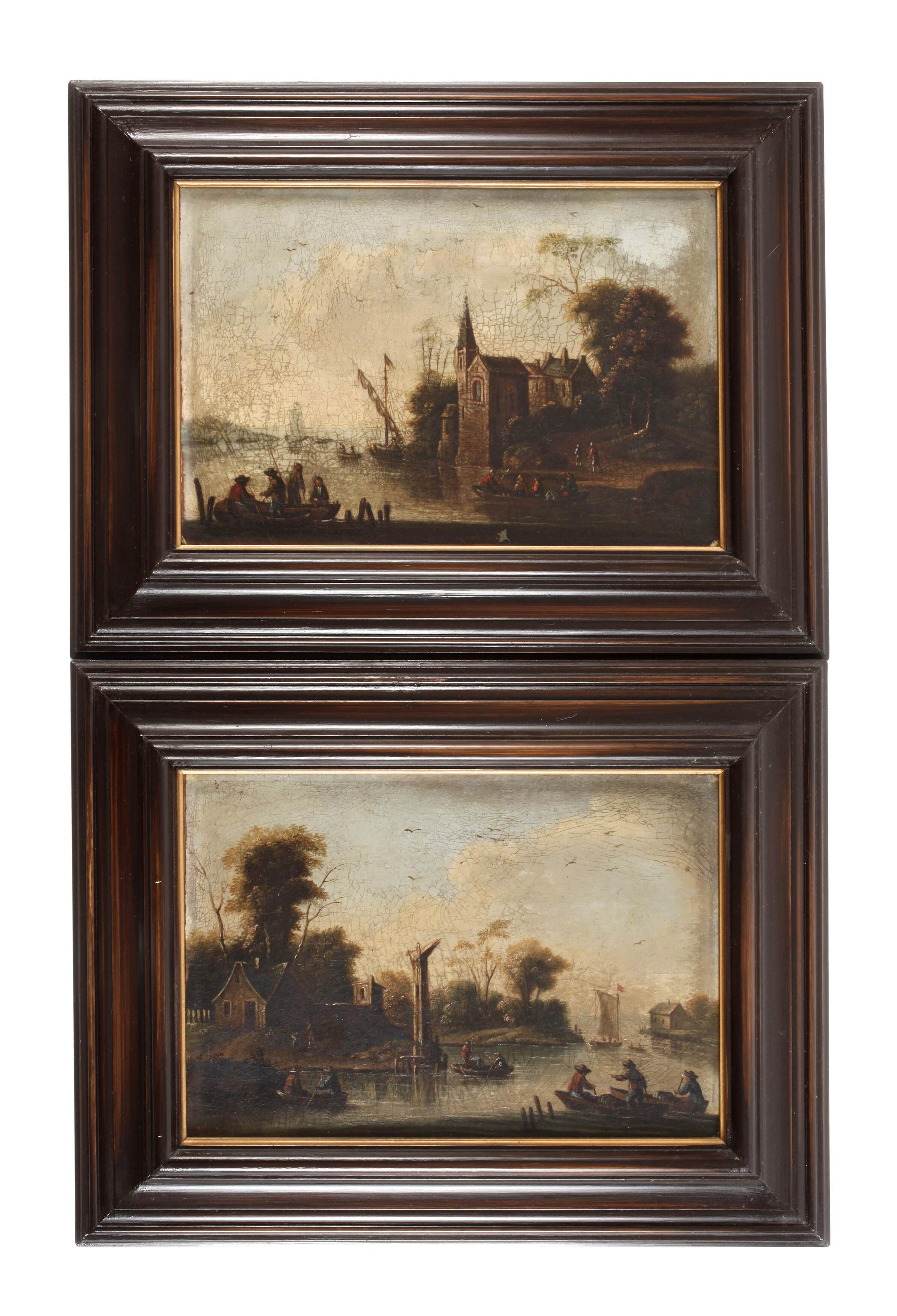 Paar spätbarocke Hafenszenen