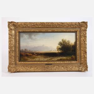 Karl Heilmayer, Märzenlandschaft mit Bauer beim Pflügen