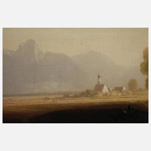 Karl Heilmayer, Märzenlandschaft mit Bauer beim Pflügen