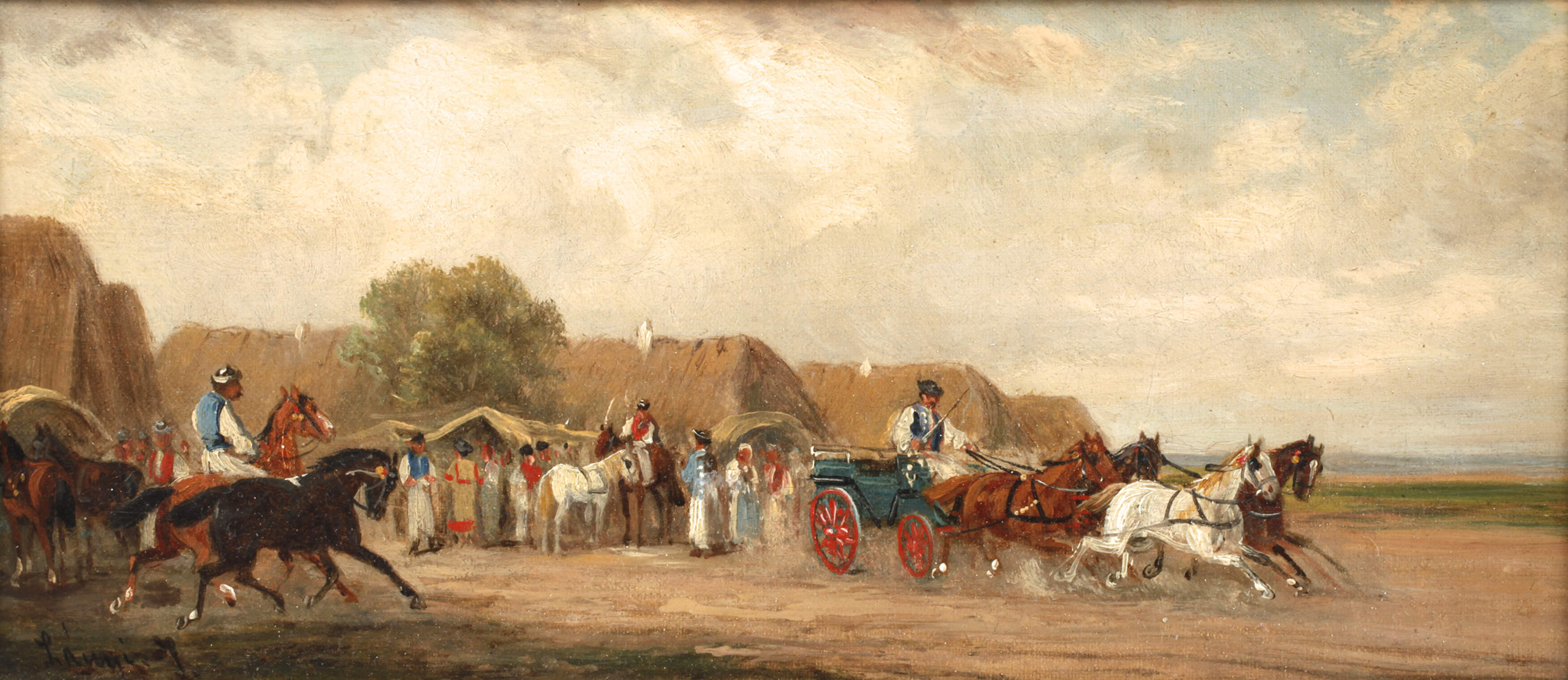 Ernö Lanyi, Ländliche Szene mit Kutsche