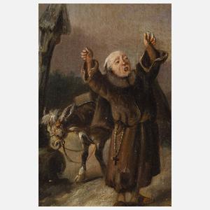 A. Mühlig, Mönch zwei Raubritter verfluchend