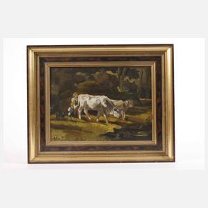 Willem de Zwart, attr., Bäuerin mit Kühen
