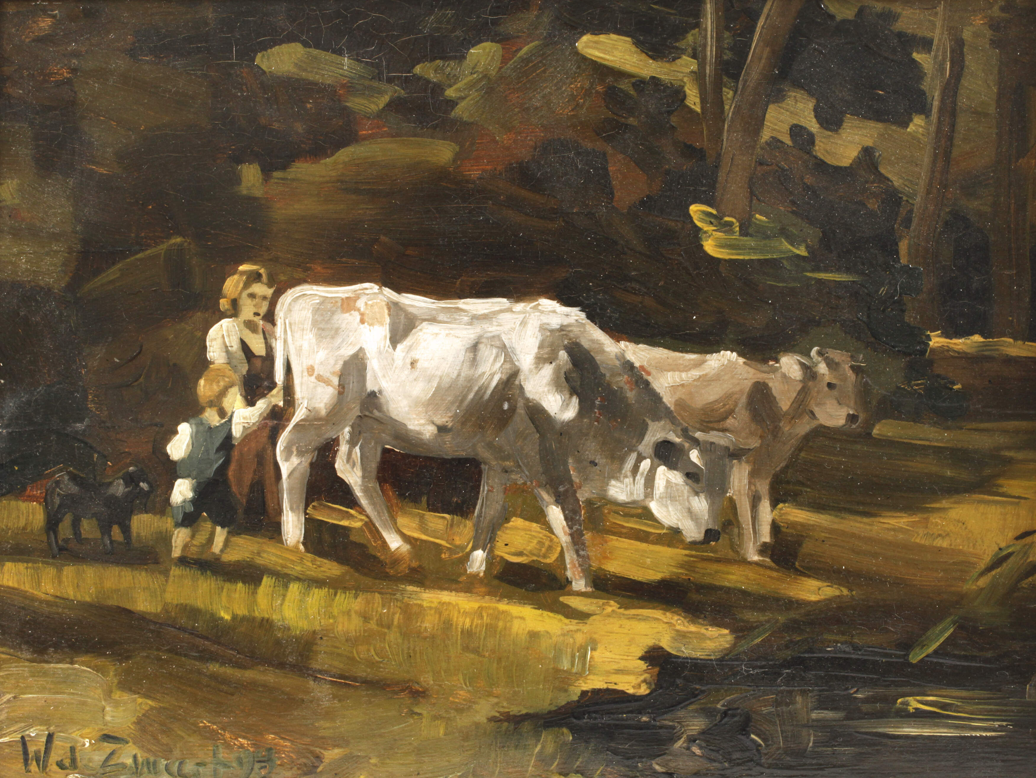 Willem de Zwart, attr., Bäuerin mit Kühen