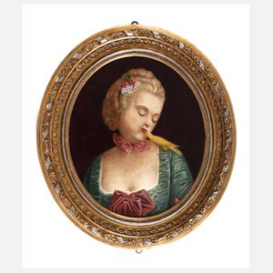 Dame mit gelbem Kanarienvogel