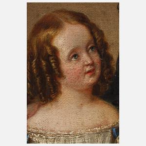 Biedermeierliches Portrait mit Frau und Kind