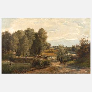 Süddeutsche Sommerlandschaft mit Fluss