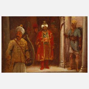 Orientalischer Herrscher mit Wachen