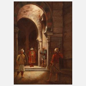 Orientalischer Herrscher mit Wachen