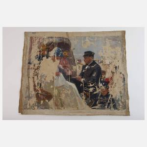 Gemäldefragment mit Strandszene