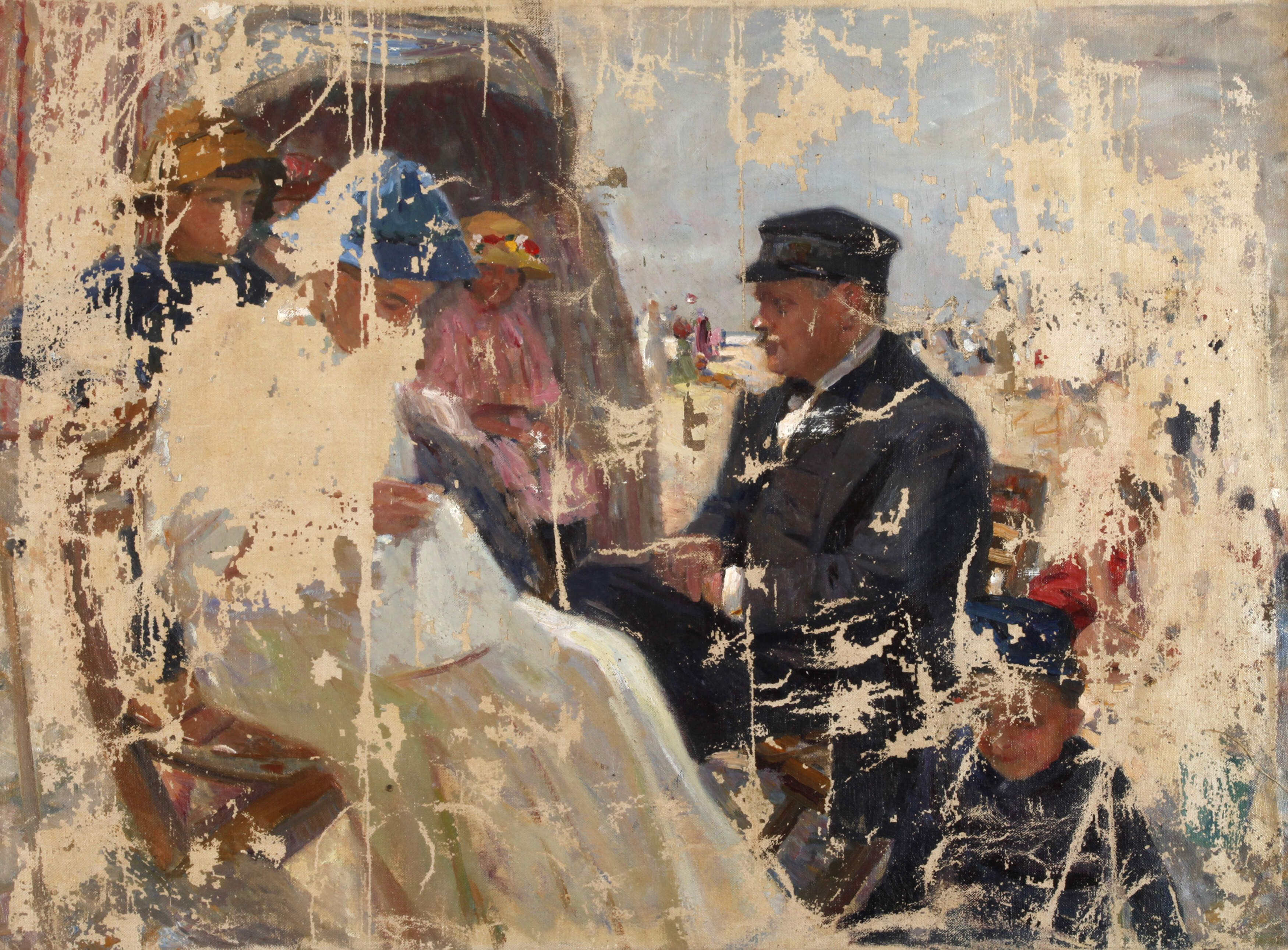 Gemäldefragment mit Strandszene