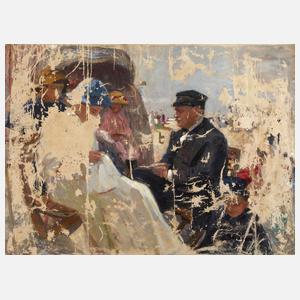 Gemäldefragment mit Strandszene