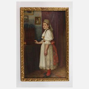 Josef Bárta, Mädchen mit Tracht im Interieur