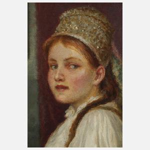 Josef Bárta, Mädchen mit Tracht im Interieur