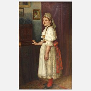 Josef Bárta, Mädchen mit Tracht im Interieur
