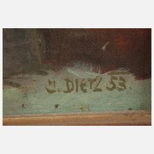 Jakob Dietz, attr., Winterliche Straße in Karlsbad