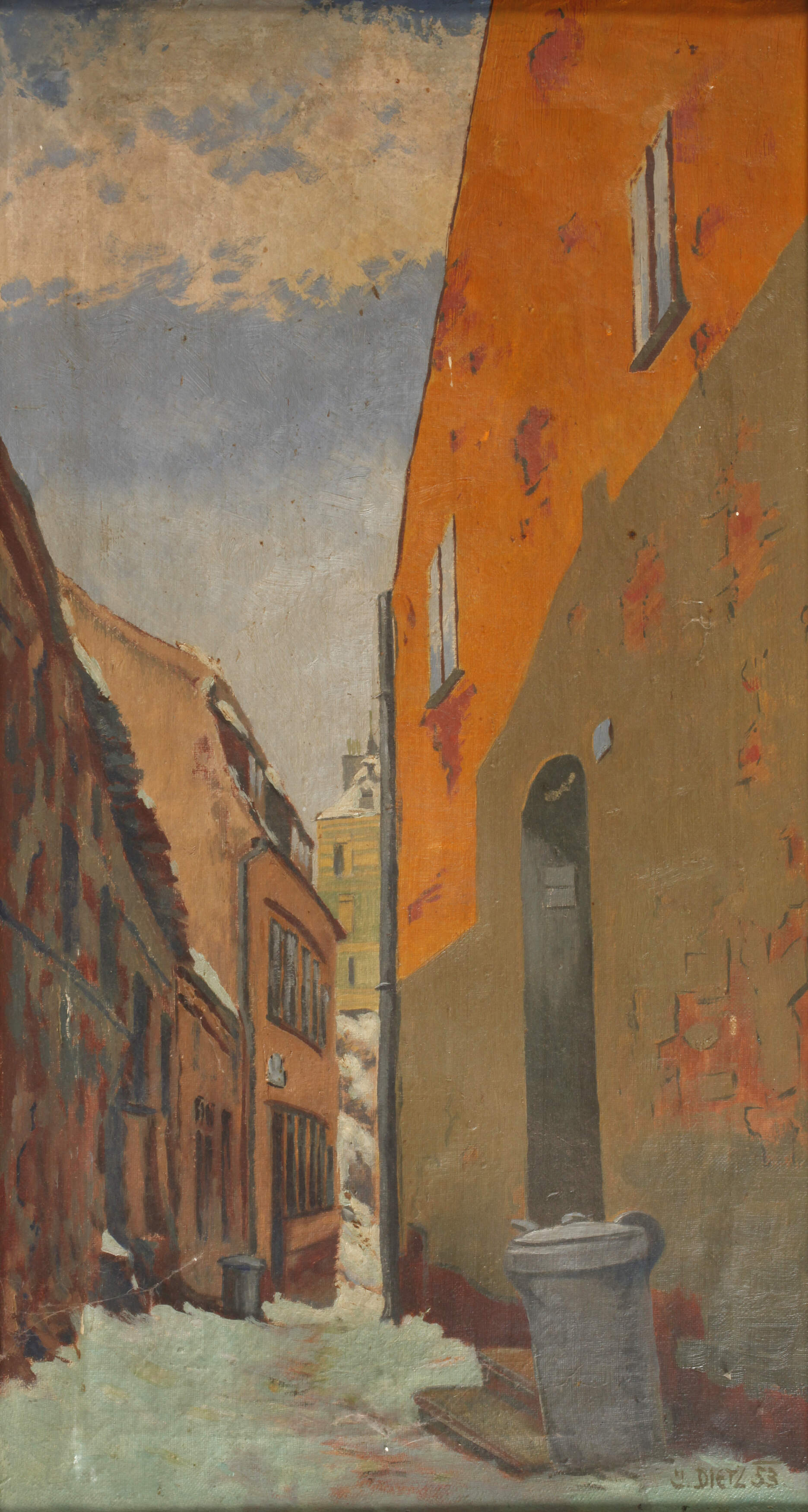 Jakob Dietz, attr., Winterliche Straße in Karlsbad