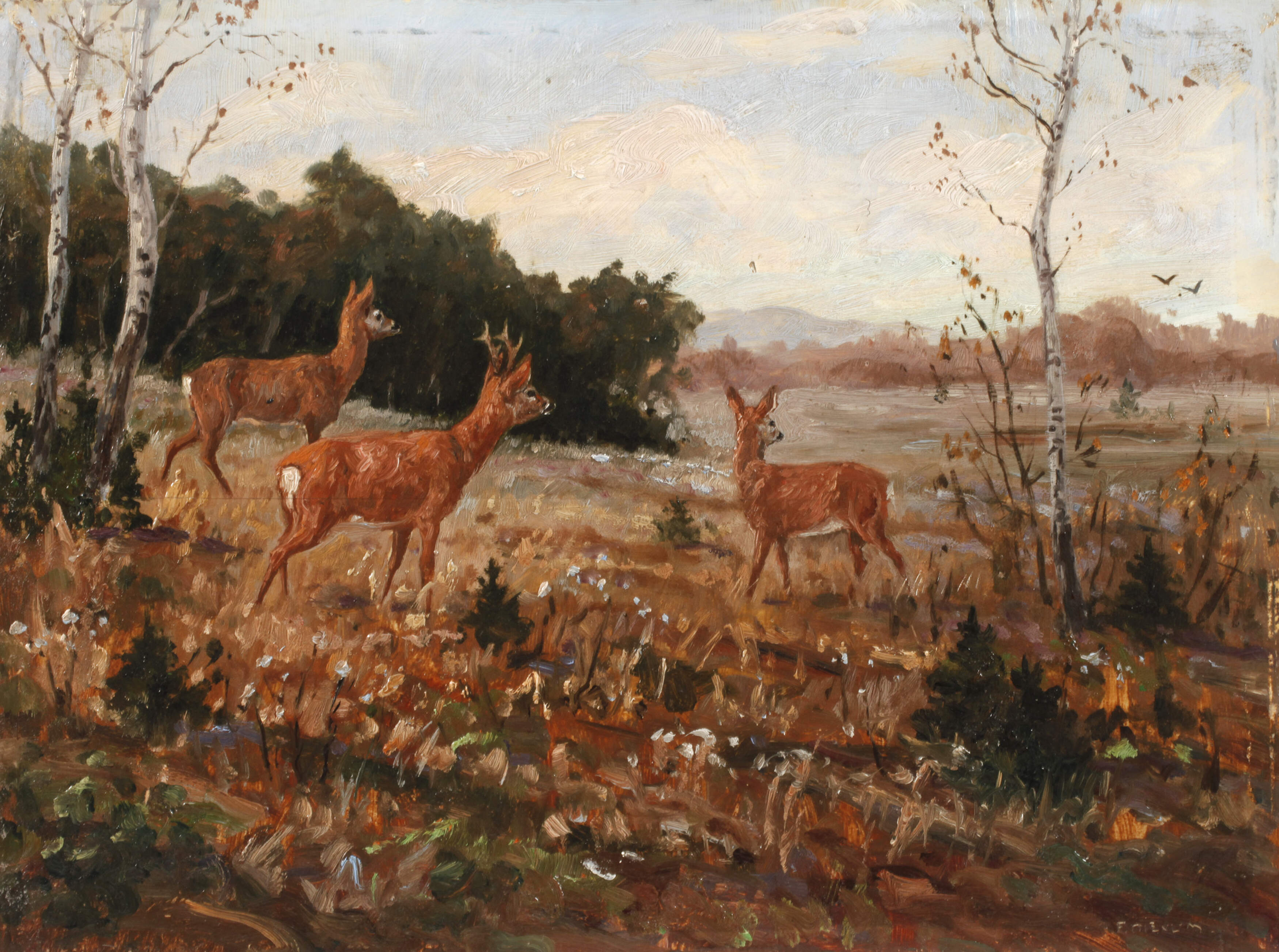 Franz Hienl-Merre, Rehe am Waldrand