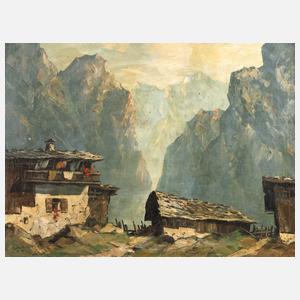 Georg Hösch, attr., Bergbauernhof in den Alpen