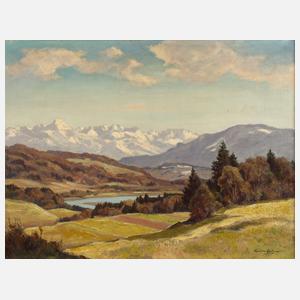 Karl Maria Lechner, Vorgebirgslandschaft mit Fluss