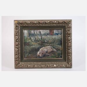 Gustaaf Van Loon, attr., Schlafendes Schwein